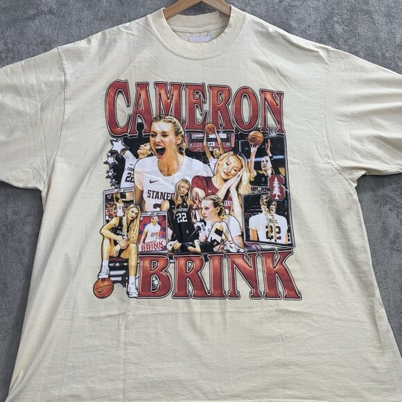 Game Changer Shirt Men 2XL Cameron Brink Stanford Cardinals Cream Oversized Tee - Picture 2 of 7